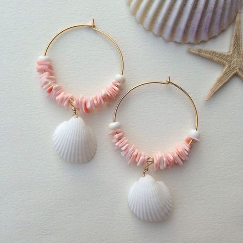 Beachy Jewelry, Seashell Jewelry, Handmade Jewelry Tutorials, Handmade Fashion Jewelry, Jewelry Design Earrings, Homemade Jewelry, Handmade Wire Jewelry, Shell Jewelry, Beaded Accessories