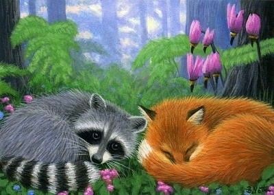 Fox Forest, Raccoon Art, Art Fox, Kingfisher Bird, Creation Photo, Ocean Landscape, Wildlife Paintings, Fox Art, Racoon