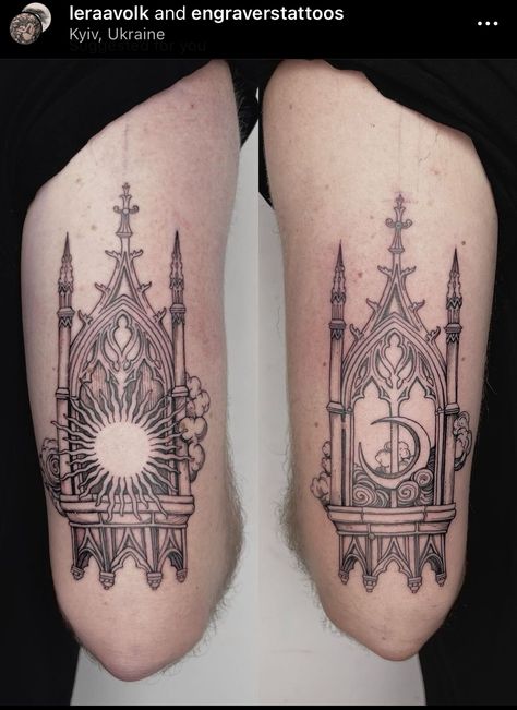 Cathedral Window Tattoo, Cathedral Tattoo, Ornate Tattoo, Window Tattoo, Black Sleeve Tattoo, Gotik Tattoo, Paris Tattoo, Mystical Tattoos, Engraving Tattoo