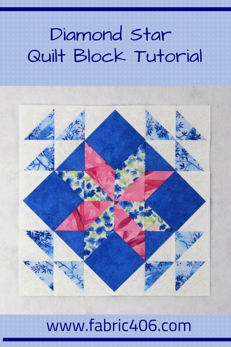 Today let's look at the Diamond Star quilt block. There are other blocks out there that go by the same name but this is the one published by Aunt Martha Studios. Traditionally, the block uses three colors plus the background but, once again, I had to add in another color. Let's get started! Star Flower Quilt Block Free Pattern, 6” Quilt Blocks, Free Quilt Patterns Printables, Big Block Quilts, Scrappy Quilt Patterns, Quilt Block Patterns Free, Quilt Square Patterns, Barn Quilt Patterns, Patriotic Quilts