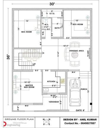 Civil Architecture, New Home Plans, Mini House Plans, Civil Engineering Works, Home Map Design, House Plan Design, 20x40 House Plans, 30x40 House Plans, Architecture Work