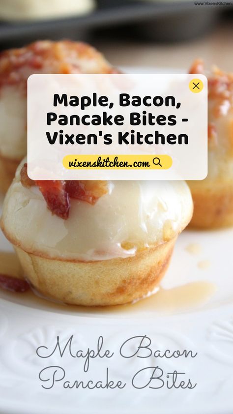 Maple, Bacon, Pancake Bites Maple Pancake Bites, Maple Bacon Pancake Bites, Maple Bacon Pancakes, Pancake Bites, Pancakes And Bacon, Maple Bacon, Family Friendly Meals, Brunch Recipes, Pancakes