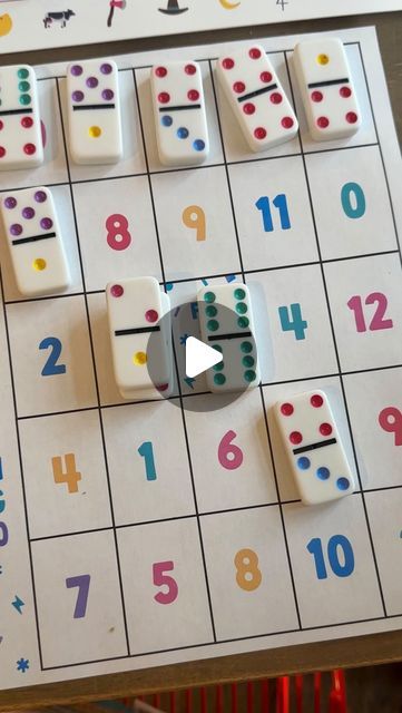 Cali ⭐️ Chasing50Toes on Instagram: "🌈Comment BINGO for the link 🌈 to play, you can flip and cover with a domino or you can flip one domino for the full group and use chips to cover.   Dominos, placemat and printables from @dominoandjuliette   #brighterplay #earlymath #mathgames" Math With Dominoes, Special Education Inclusion, Domino Crafts, Dominoes Game, Double Game, Mathematics Games, Division Games, Uno Cards, Maths Games