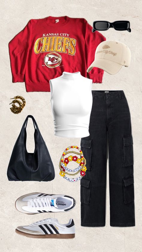 Chiefs Game Day Outfit, Super Bowl Day, Chiefs Game Day, Chiefs Super Bowl, Chiefs Game, Game Day Outfit, Gameday Outfit, Day Outfit, Cute Everyday Outfits