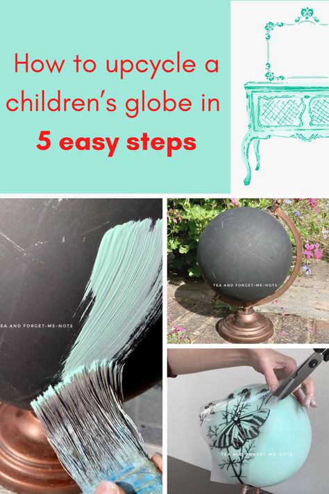 Globe Repurpose, Globe Diy Projects, Globe Upcycle, Globe Ideas, Painted Fridge, Creative Upcycling, Globe Bar, Globe Crafts, Painted Globe