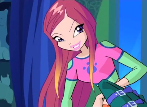 Crown Princess Roxy is the princess of the Earth Fairies and was formerly known as the Last... Winx Roxy, Dark Pink Hair, The Winx Club, Light Sea Green, Klub Winx, Good Cartoons, The Fairy, Fluttershy, Light Skin