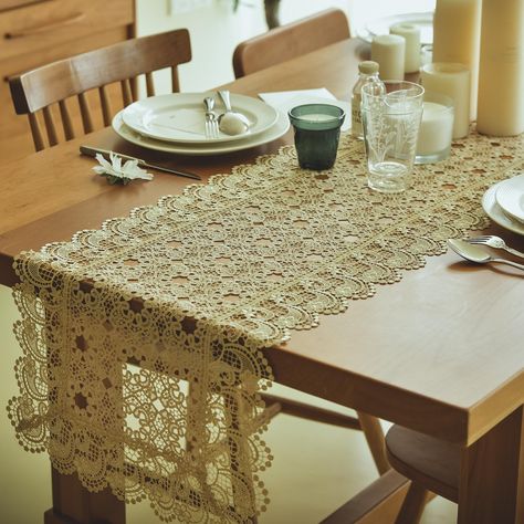 PRICES MAY VARY. Lace ELEGANT HOME TOUCH: Our table runner brings a touch of elegance to your home. Delicately designed with an ornate pattern and embroidery, it's perfect for your dining room, coffee table, TV cabinet, or dresser. It adds warmth to family gatherings and enhances the charm of any event. CAREFULLY CRAFTED: Made from high-quality polyester, it's soft, wrinkle-resistant, and colorfast. It not only looks good but also protects your table from spills and stains. ARTISTIC DETAIL: We t Embroidery Table Runner, Fun Table Runner, Table Runner Farmhouse, Embroidery Table, Ornate Pattern, Lace Table Runner, Coffee Table Kitchen, Vintage Table Runner, Dresser Scarf