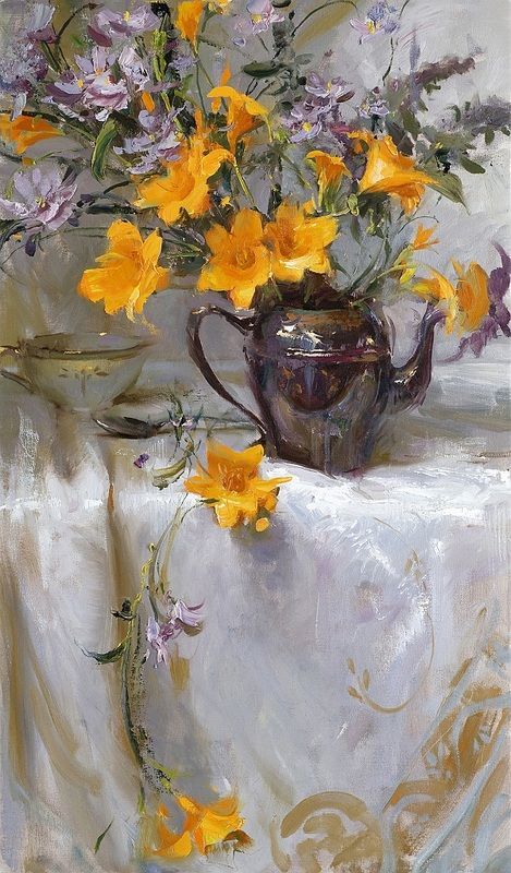 Daniel F Gerhartz, Flowers In A Vase, Still Life Flowers, Tableau Art, Alphonse Mucha, Wow Art, Jackson Pollock, Painting Still Life, Still Life Art