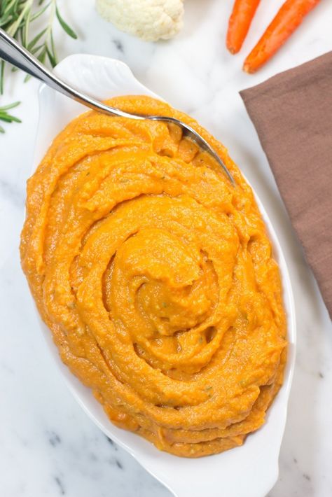 Paleo Mashed Cauliflower, Whipped Sweet Potatoes, Potatoes Mashed, Carrot Puree, Pumpkin Puree Recipes, Gluten Free Stuffing, Cauliflower Puree, Carrot Recipes, Mashed Cauliflower