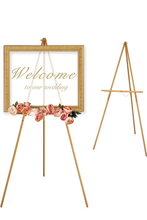 Wooden Tripod Stand, Gold Easel, Artist Easel, Boda Ideas, Display Easel, Diy Designs, Easel Stand, Bible Study Notebook, Welcome Poster