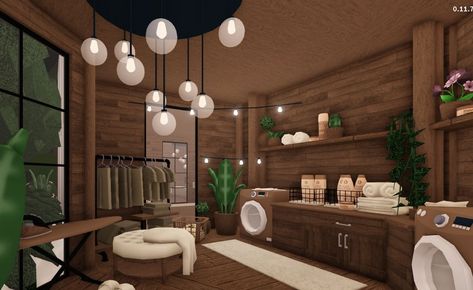 cosy cosyhome cosylivingroom rustic homedecorideas aesthetic crochet bloxburgsims4 laundry laundryroomideas inspiration instagram Laundry Bloxburg Ideas, Bloxburg Cabin Kitchen, Bloxburg Laundry Room Ideas Aesthetic, Bloxburg Lounge Room Ideas, Earthy Bloxburg House, Bloxburg Christmas Bathroom, Sims4 Laundry, Bloxburg Rustic House, Bloxburg House Aesthetic