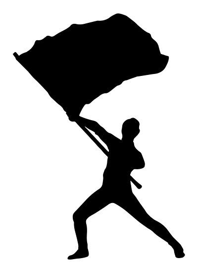 Silhouette of a Color Guard performer with a flag raised overhead. • Millions of unique designs by independent artists. Find your thing. Color Guard Costumes, Color Guard Shirts, Jersey Ideas, Cartoon Dolphin, Flag Drawing, Praise Dance, Photo Album Layout, Winter Guard, A Flag