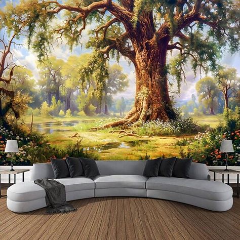 Forest wall mural painted