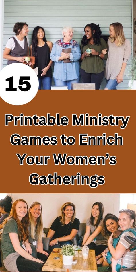 Looking to create meaningful and joyful moments in your women’s ministry gatherings? These 15 Printable Ministry Games are designed to inspire, connect, and uplift. Perfect for bringing everyone together through laughter and shared experiences, each game fosters fellowship and personal growth in a fun, engaging way. From icebreakers to reflection-based games, these printables make it easy to plan memorable gatherings with purpose! ✨ Ladies Social Event Ideas, Ladies Fellowship Games, Ladies Retreat Games, Women’s Ministry Group Games, Fun Games For Womens Group, Fun Games For Ladies Group, Ladies Group Games, Games For Ladies Party, Ladies Party Games