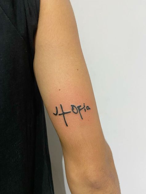 Travis Scott Tattoos, Utopia Tattoo, Travis Scott Tattoo, Mind Over Matter Tattoo, Scott Tattoo, Utopia Travis Scott, Fire Tattoos, Medium Tattoos, Small Neck Tattoos