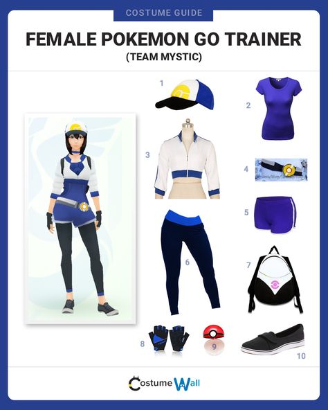 Dress Like a Female Pokemon Go Trainer (Mystic) Costume | Halloween and Cosplay Guides Eeveelutions Costumes, Animecon Cosplay, Pokemon Go Outfit, Pokemon Cosplay Female, Pokemon Go Trainer, Pokemon Trainer Cosplay, Pokemon Trainer Costume, Female Pokemon, Mystic Pokemon