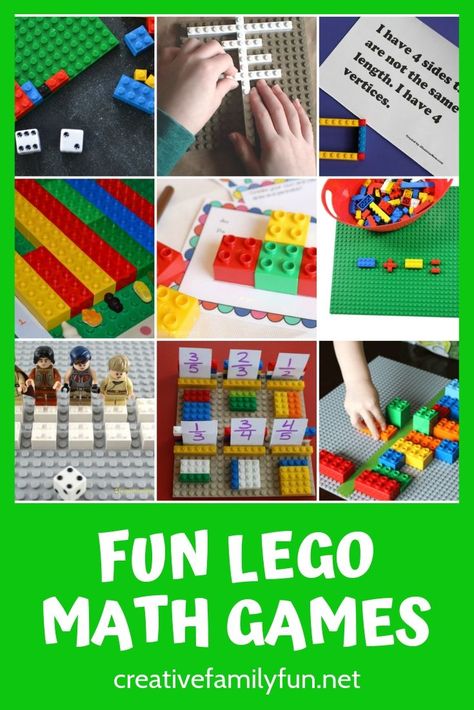 Make math fun with these awesome LEGO math games for preschoolers and elementary students. Find ideas for addition, patterning, multiplication, and more. Math Games For Preschoolers, Easy Math Games, Games For Preschoolers, Lego Math, Educational Math Games, Make Math Fun, Online Math Games, Preschool Math Games, Used Legos