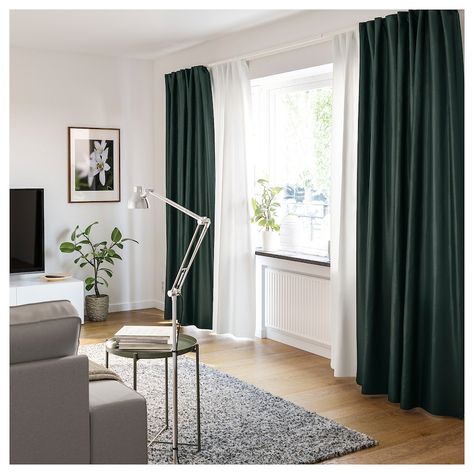 VIDGA Single track rail, white, 55" - IKEA Ikea Vidga, Ceiling Materials, Thick Curtains, Ikea Curtains, Layered Curtains, Double Curtains, Curtain Rails, Long Walls, Ikea Home