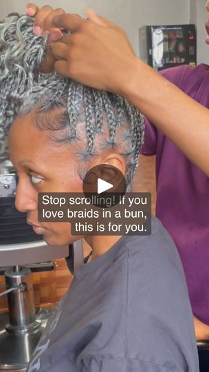 Grey Hair Braids Hairstyles, Salt And Pepper Knotless Braids, Salt And Pepper Braids, Gray Braids For Black Women Silver Hair, Grey Braids For Black Women, Salt And Pepper Braids Black Women, Braids For Older Black Women Over 50, Mohawk Braid Styles, Grey Box Braids