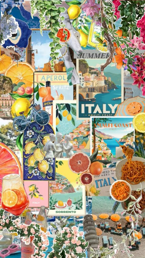 Collage, colorful, Italy Cute Summer Wallpapers, Wallpaper Iphone Summer, Iphone Wallpaper Pattern, Summer Backgrounds, Preppy Wallpaper, Phone Wallpaper Patterns, Little Italy, Cute Patterns Wallpaper, Pretty Wallpaper Iphone