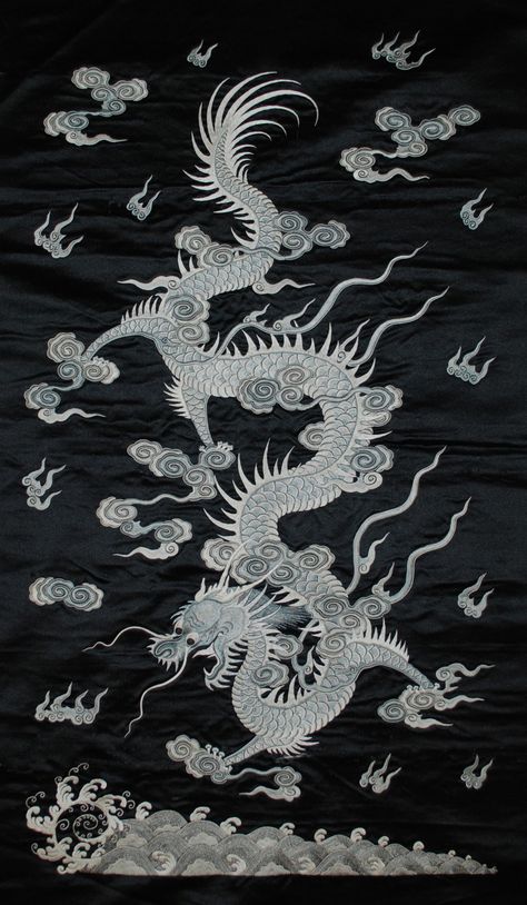 Asian Textiles - TextileAsArt.com, Fine Antique Textiles and Antique Textile Information Asian Dragon Art, Chinese Textiles, Dragon Tattoo Art, Dragon Embroidery, Asian Textiles, Chinese Embroidery, Japanese Drawings, Asian Dragon, Dragon Illustration