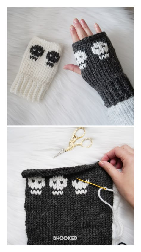 Christmas Gifts Crochet Ideas, Summer Assessories, Crochet Hand Warmers Tutorial, Skull Hand Warmers, Crochet Hand Warmers Free Pattern, Hand Warmer Crochet, Crochet Movie, Hand Warmers Crochet, Crochet Halloween Patterns Free