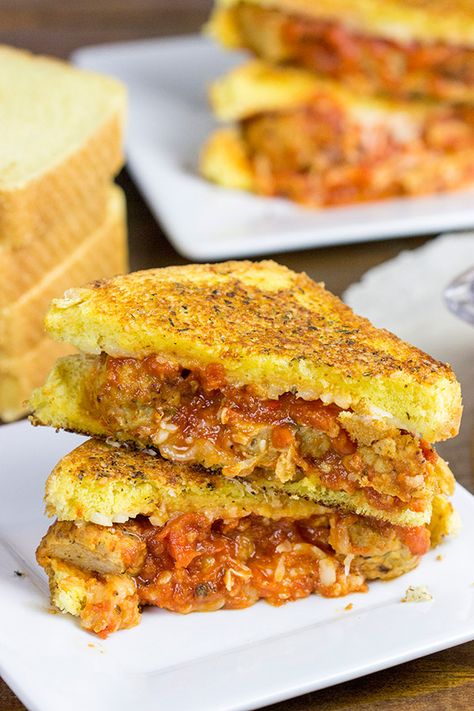 Meatball Parm Grilled Cheese Grilled Cheese Restaurant, Meatball Parm, Grill Sandwich, Meatball Sandwich, Smoked Beef Brisket, Cheese Spaghetti, Smoked Brisket, Spaghetti And Meatballs, Grilled Cheese Sandwich