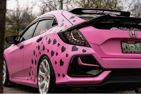 Pink Car Wrap Design, Car Vinyl Ideas, Pink Car Stickers, Girly Car Stickers, Car Decals Vinyl Girly, Pink Wrapped Car, Cricut Car Decals Vinyls, Car Wrap Ideas, Cool Car Wraps