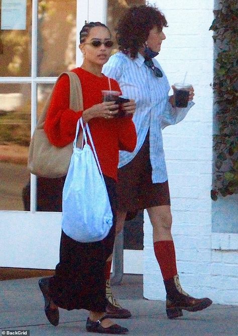 Zoe Kravitz Style, Zoe Isabella Kravitz, Alia Shawkat, Iced Beverages, Laid Back Outfits, Zoë Kravitz, Mary Jane Ballet Flats, Melrose Place, Coffee Run