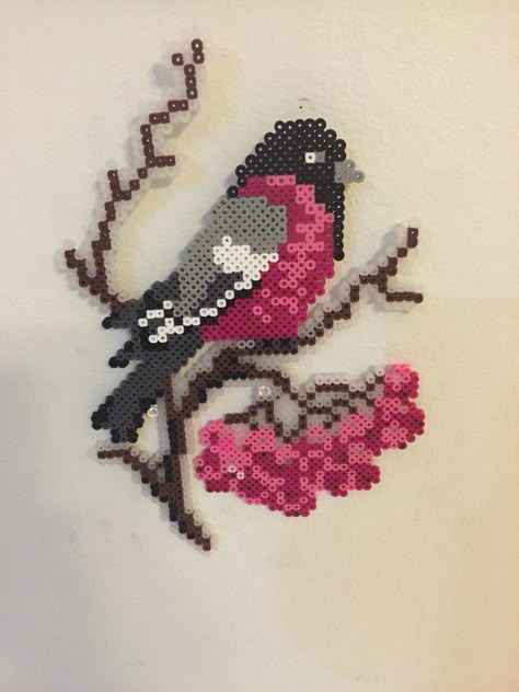 Bird perler beads by Heather Bergstedt Book Perler Bead Patterns, Perler Beads Birds, Perler Bead Art Ideas, Beaded Bird, Easy Perler Bead Patterns, Pixel Beads, Melty Bead Patterns, Pearl Beads Pattern, Easy Perler Beads Ideas