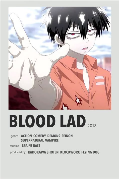 Anime Title, Anime Watch List, Blood Lad, Anime Watchlist, Minimalist Anime, Anime Recs, Japanese Animated Movies, Anime Cards, Film Posters Minimalist