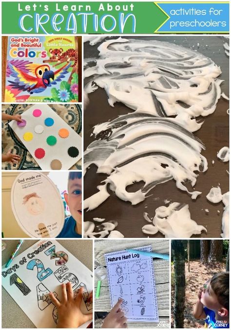 Teaching Creation To Preschoolers, Days Of Creation Sensory Bin, Preschool Days Of Creation, Preschool Creation Activities, Gods Creation Crafts, Creation Preschool Craft, Creation Preschool, Creation Bible Crafts, Seven Days Of Creation