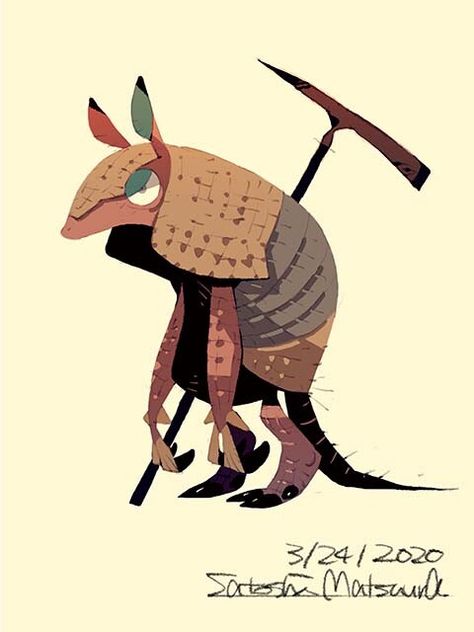 ArtStation - Armadillo Man, Satoshi Matsuura Armadillo Inktober, Armadillo Character, Fantasy Mammals, Armadillo Drawing, Animal Rpg, Armadillo Illustration, Owl Monkey, Satoshi Matsuura, Armadillo Art