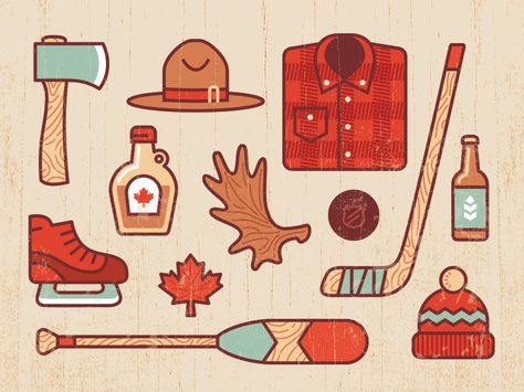 Canada by Andrey Gargul Maple Syrup Illustration, Canadian Illustration, Bullet Journal Canada, Canada Drawing, Canada Illustration, Canada Day Party, Canada Eh, Dot Journals, Affinity Designer