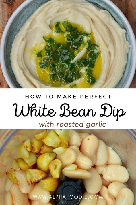 You can make this roasted garlic and white bean dip with just 5 ingredients and 5 minutes of hands-on prep! This vegan white dip is a delicious appetizer or snack served alongside crudites and crackers or spread over wraps and sandwiches! Food Sauces, Recipes Veggie, White Bean Dip, Bean Dip, White Bean, Recipe Video, White Beans, Roasted Garlic, Vegan Dishes