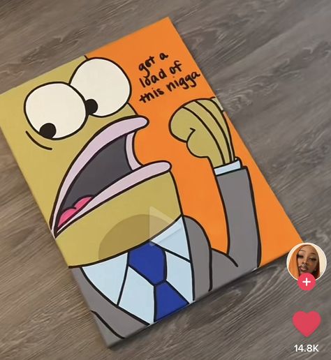 Easy Canvas Drawings Wall Decor, Cool Simple Paintings Trippy, Funny Cartoon Painting Ideas On Canvas, Funny Painting Ideas On Canvas Aesthetic, 5x7 Canvas Painting Ideas Easy, Disenchantment Painting, Easy Painting Ideas On Canvas Cartoon, Canvas Templates Painting, No Face Painting Canvas