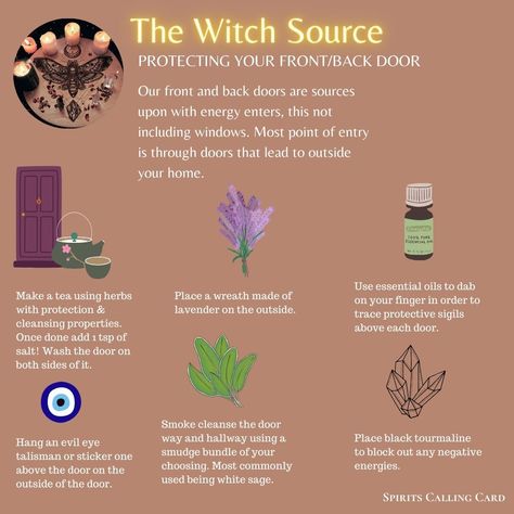 Here are some very helpful ideas to properly protect your front or back door. Witchy Protection For Home, House Protection Spell Front Doors, Door Opener Spell, Crystals For Front Door, Witch Home Protection, Witchy Door, Fairy Plants, Witchy Spells, Witch Door