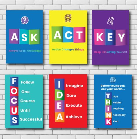 Acronyms For School, Acronym Design, Classroom Motivational Posters, Classroom Motivation, Educational Decor, Decor School, Decor Classroom, School Murals, Download Wall Art