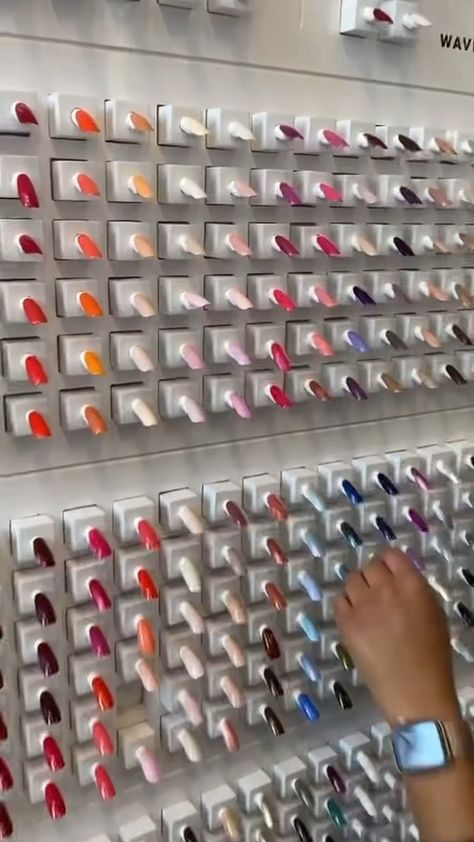 Nail Salon Display Ideas, Glosslab Nails, Nail Polish Rack Ideas, Nail Polish Display Ideas, Nail Polish Storage Ideas, Nail Studio Decor, Nail Bar Ideas, Nail Ideas For 2023, Theme Nail Art