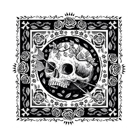 Bandanna Artwork by @xsamdunnx ______________ Follow us @theskullreserve Use #theskullreserve to get featured ______________ #theskullreserve #skull #skullart #skullartist #skulls #graphicdesign #tattoo #graphicdesigner #vector #vectorart #illustrator #illustration #designinspiration #icondesign #icon #brand #visforvector #branding #designer #design #logo #logos #logoinspirations #logodesign #badge #art #lettering #typography #type #logomaker Art Lettering, Drawing Stencils, Skull Illustration, Black And White Artwork, Illustrator Illustration, Skull And Bones, Skull Art, Dia De Muertos, Design Logo