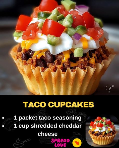 TACO CUPCAKES RECIPE: A FUN TWIST ON A CLASSIC! Taco Cupcakes, Savory Cupcakes, Wonton Tacos, Mexican Casserole Recipe, Taco Cups, Crispy Wonton, Mini Tacos, Chicken Pasta Bake, Wonton Wrappers