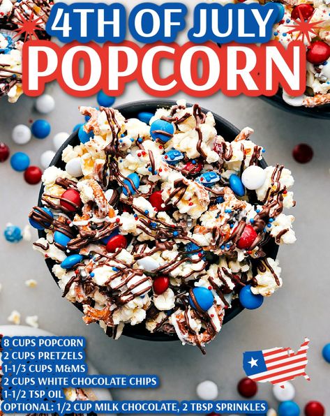 RECIPE:... - Chelsea's Messy Apron | Facebook 4th Of July Popcorn, Chocolate Covered Popcorn, Peanut Butter Protein Shake, Chocolate No Bake Cookies, Chelsea's Messy Apron, Healthy Nuts, Popcorn Bar, Cilantro Lime Chicken, Bark Recipe