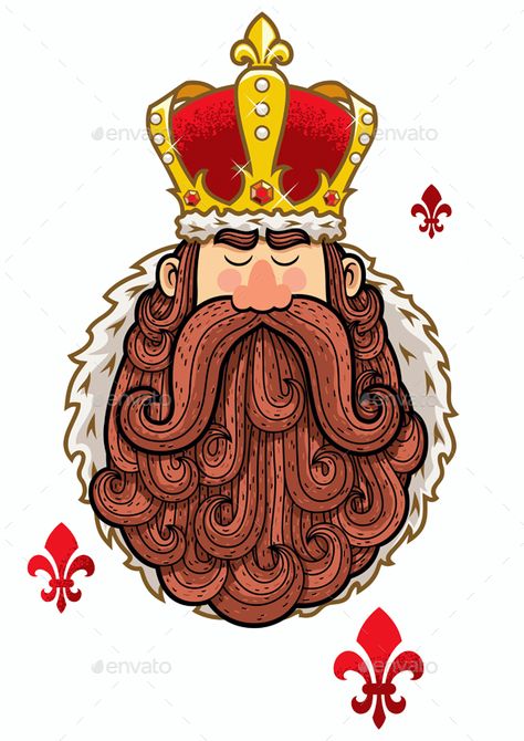 King Portrait Beard Cartoon, King Portrait, Big Beard, King Cartoon, 30 Day Art Challenge, King Card, Adobe Illustrator Vector, Studio Photography Fashion, Cartoon Clipart