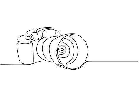 Photography Line Art, How To Draw A Camera, Simple Camera Tattoo, Camera Illustration Design, Photography Doodle, Photographer Drawing, Camera Outline, Photography Vector, Camera Tattoos