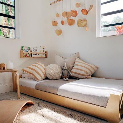 Birch Bed Frame, Meadow Bedroom, Floor Bed Mattress, Montessori Toddler Rooms, House Finishes, Kids Room Bed, Montessori Floor Bed, Toddler Floor Bed, Montessori Bedroom