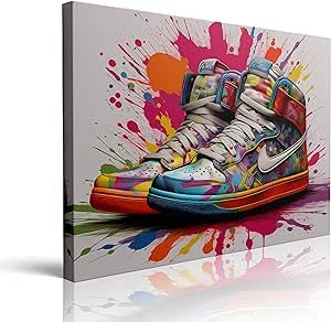 Graffiti Canvas Art, Boho Artwork, Street Art Banksy, Banksy Graffiti, Sneaker Art, Graffiti Wall Art, Stretched Canvas Wall Art, Graffiti Wall, Graffiti Styles