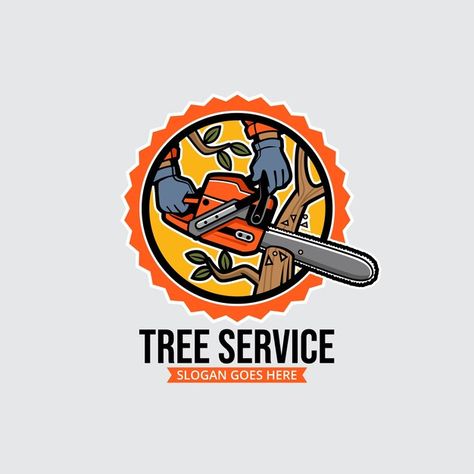 Tree Service Logo Ideas, Tree Service Logo, Stump Grinder, Flat Logo, Tree Logos, Tree Service, Service Logo, Tree Trimming, Personal Logo