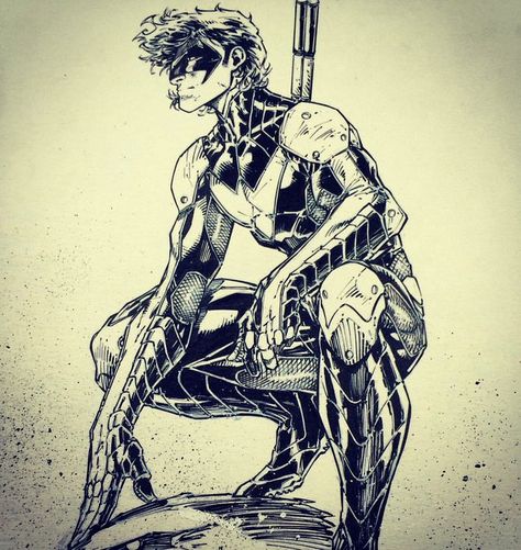 Nightwing Art, Nightwing And Batgirl, Brett Booth, Comic Art Sketch, Shading Drawing, Comic Book Drawing, Comic Book Artwork, Tech Art, Comic Book Pages