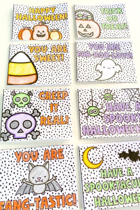 Halloween Letters For Boyfriend, Easy Halloween Cards To Make, Halloween Sayings For Cards, Halloween Notes, Halloween Cards Diy, Punny Cards, Halloween Letters, Motivational Cards, Boo Basket