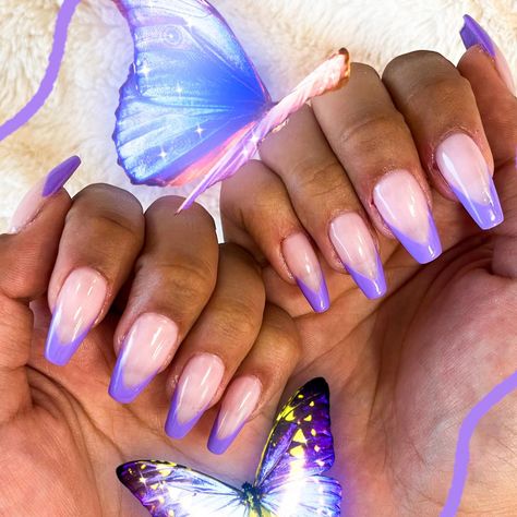 37 Coolest Ways to Wear Purple French Tip Nails [2023] 77 French Tip Nails 2023, Koi Fish Tattoo Ideas, Purple French Tip Nails, Summer Ombre Nails, Fish Tattoo Ideas, Purple French Tip, Orange Ombre Nails, Purple Ombre Nails, Purple French